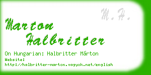 marton halbritter business card